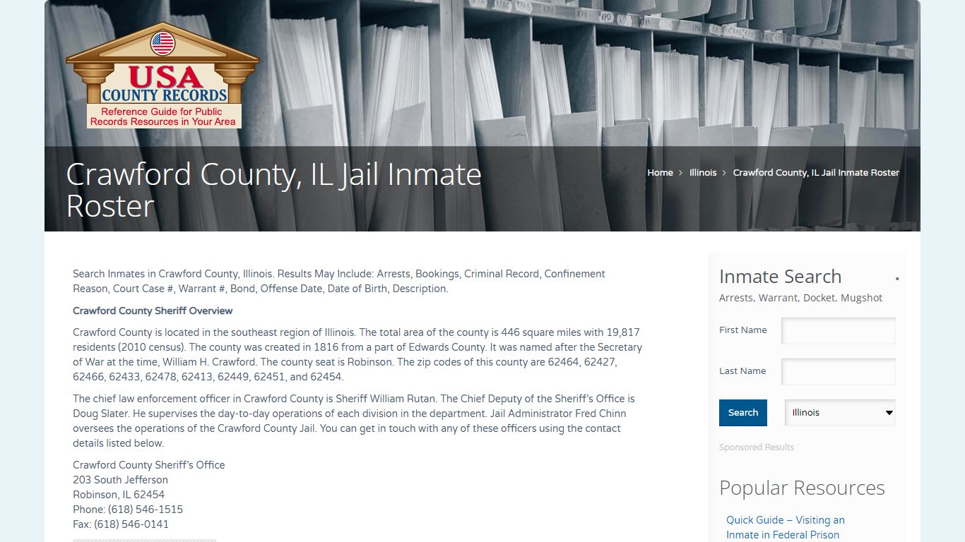 Crawford County, IL Jail Inmate Roster | Name Search